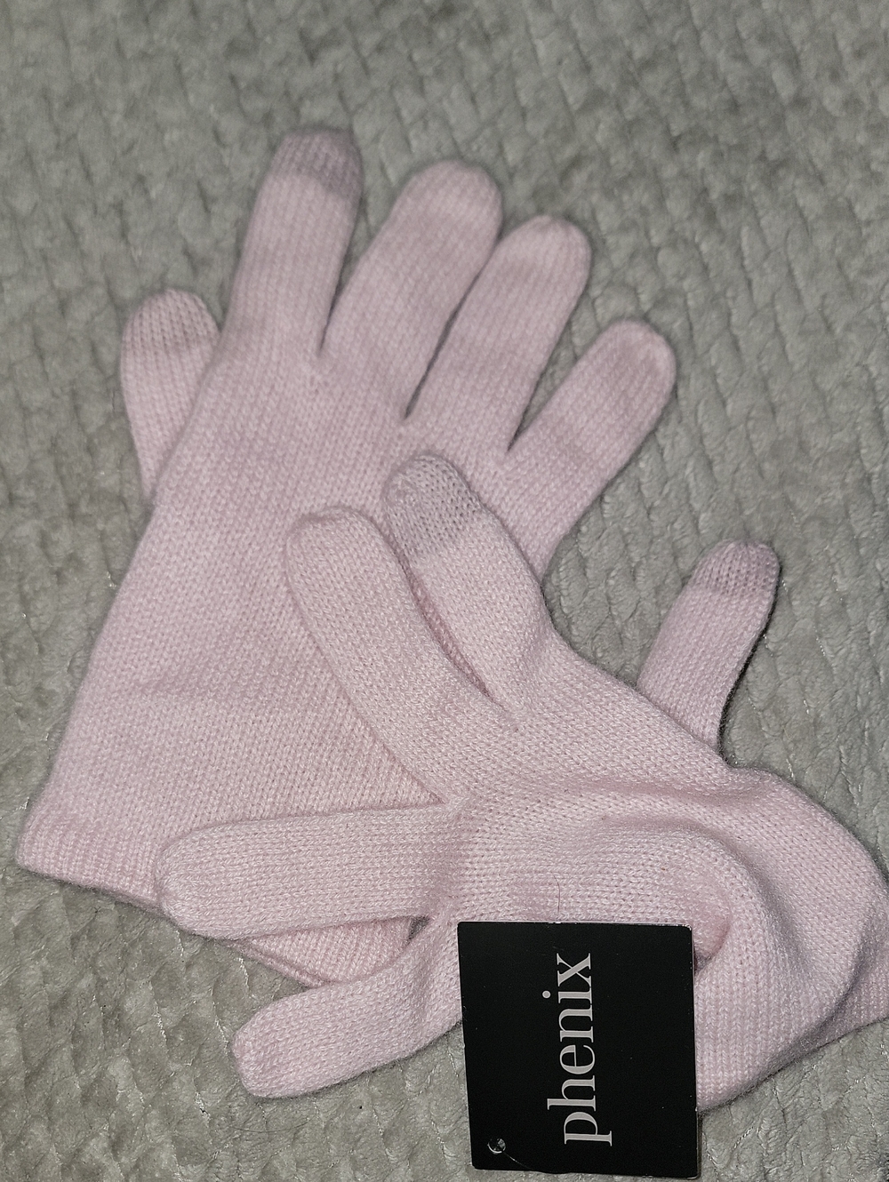 Phenix Light Pink Knit Cashmere Touchscreen Gloves